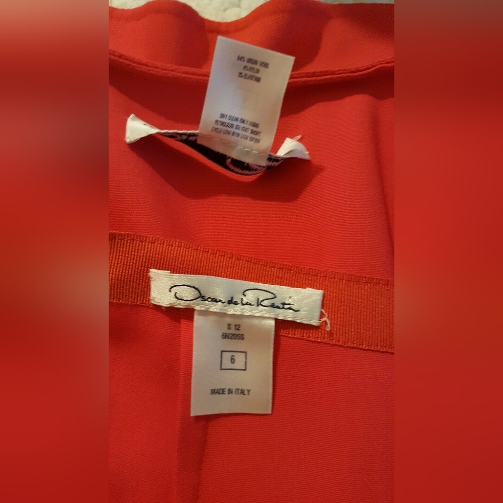 □$4,000 OSCAR DE LA RENTA BEAUTIFUL RUFFLE ROSE RED WOOL SKIRT SUIT US 6 - Picture 10 of 13